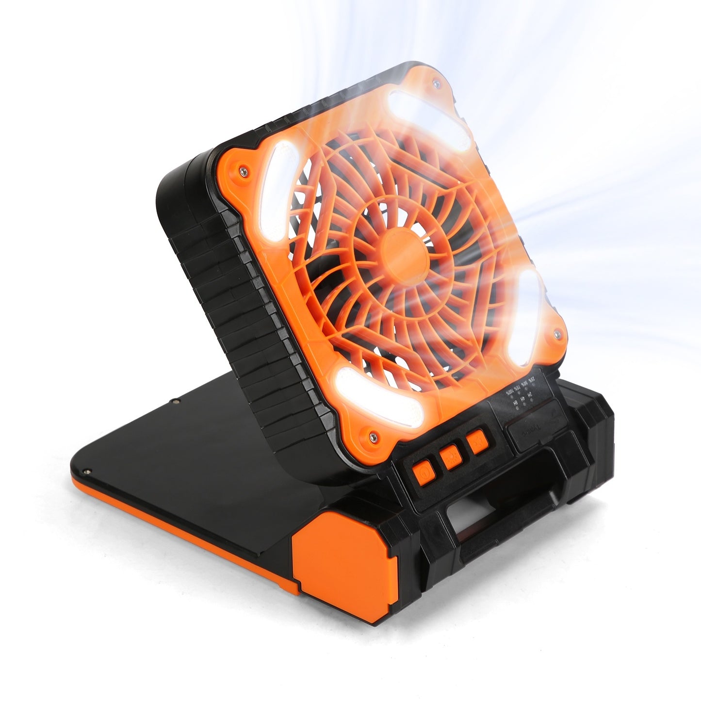 Solar Camping Fan & Power Bank - Portable 3-in1 Cooling, Lighting & Charging Solution