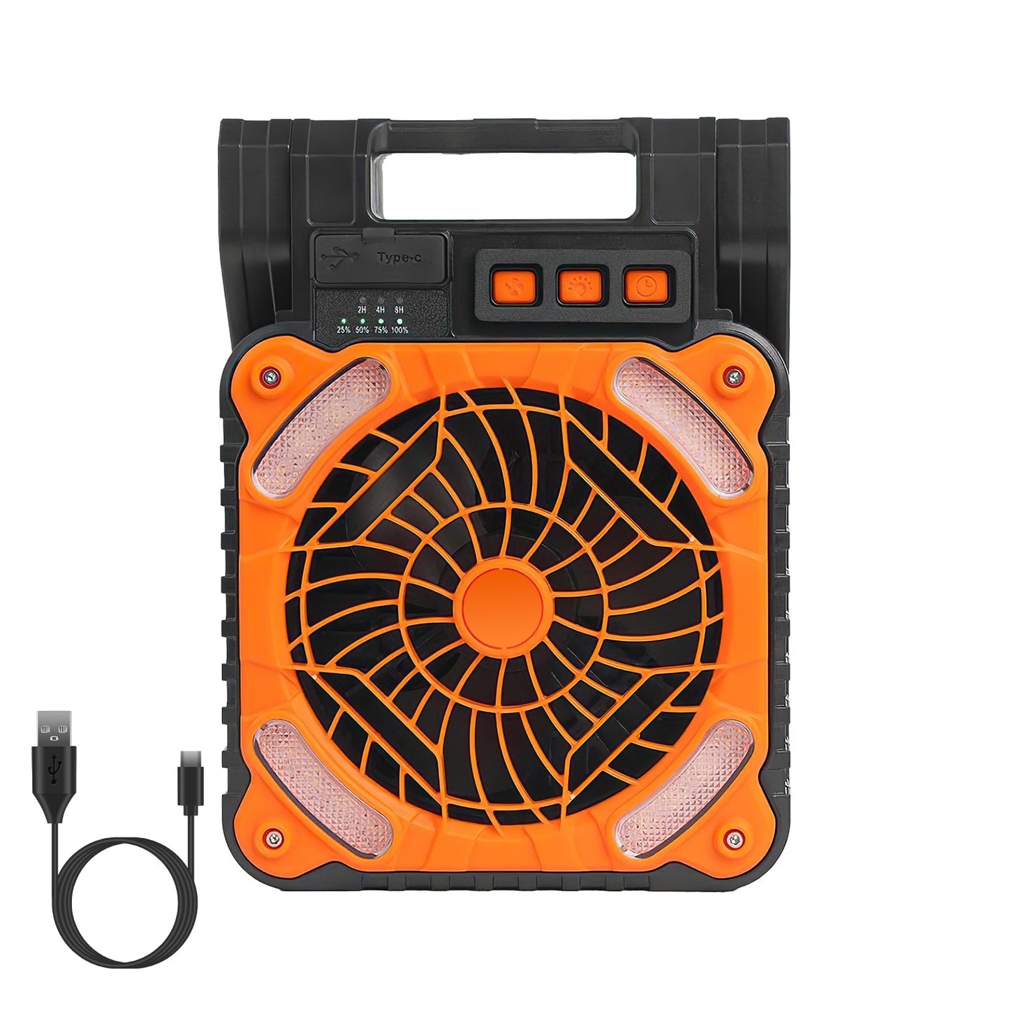 Solar Camping Fan & Power Bank - Portable 3-in1 Cooling, Lighting & Charging Solution