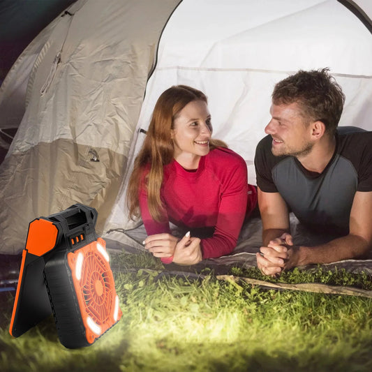 Solar Camping Fan & Power Bank - Portable 3-in1 Cooling, Lighting & Charging Solution
